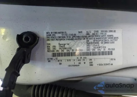 2013 Ford Focus S из США, поврежденный, VIN 1FADP3E28DL167757